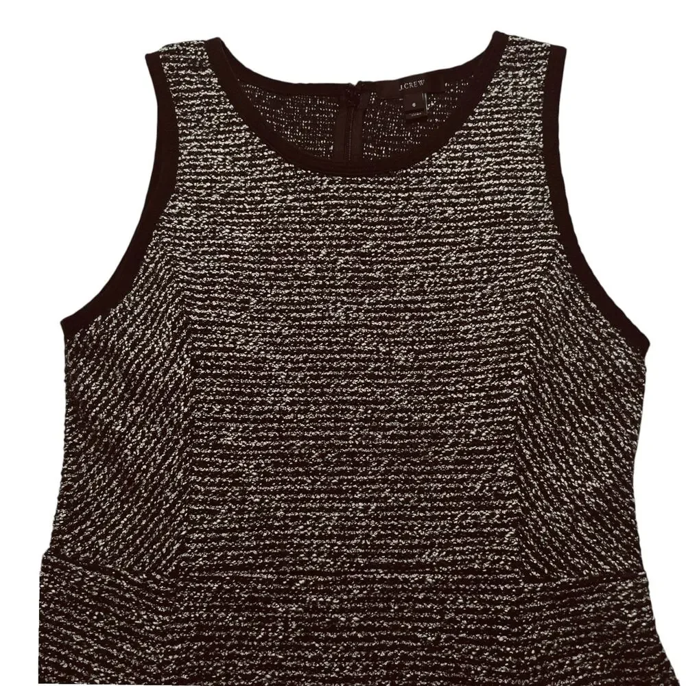 J.Crew Women's Sz 6 Black/White Boucle Wool Blend Tweed Sleeveless Mini Dress